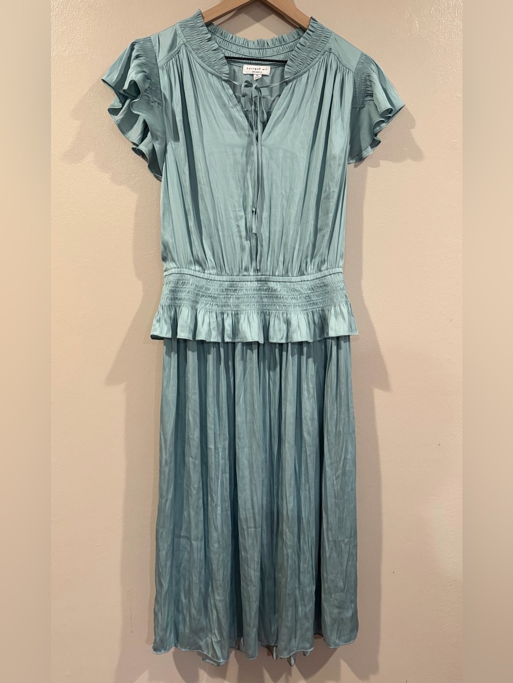 Current Air Seafoam Ruffle-Waist Maxi Dress Size M (Can fit a large)